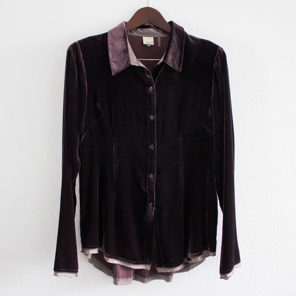 Ecru/Anthropologie Velvet Top, Aubergine